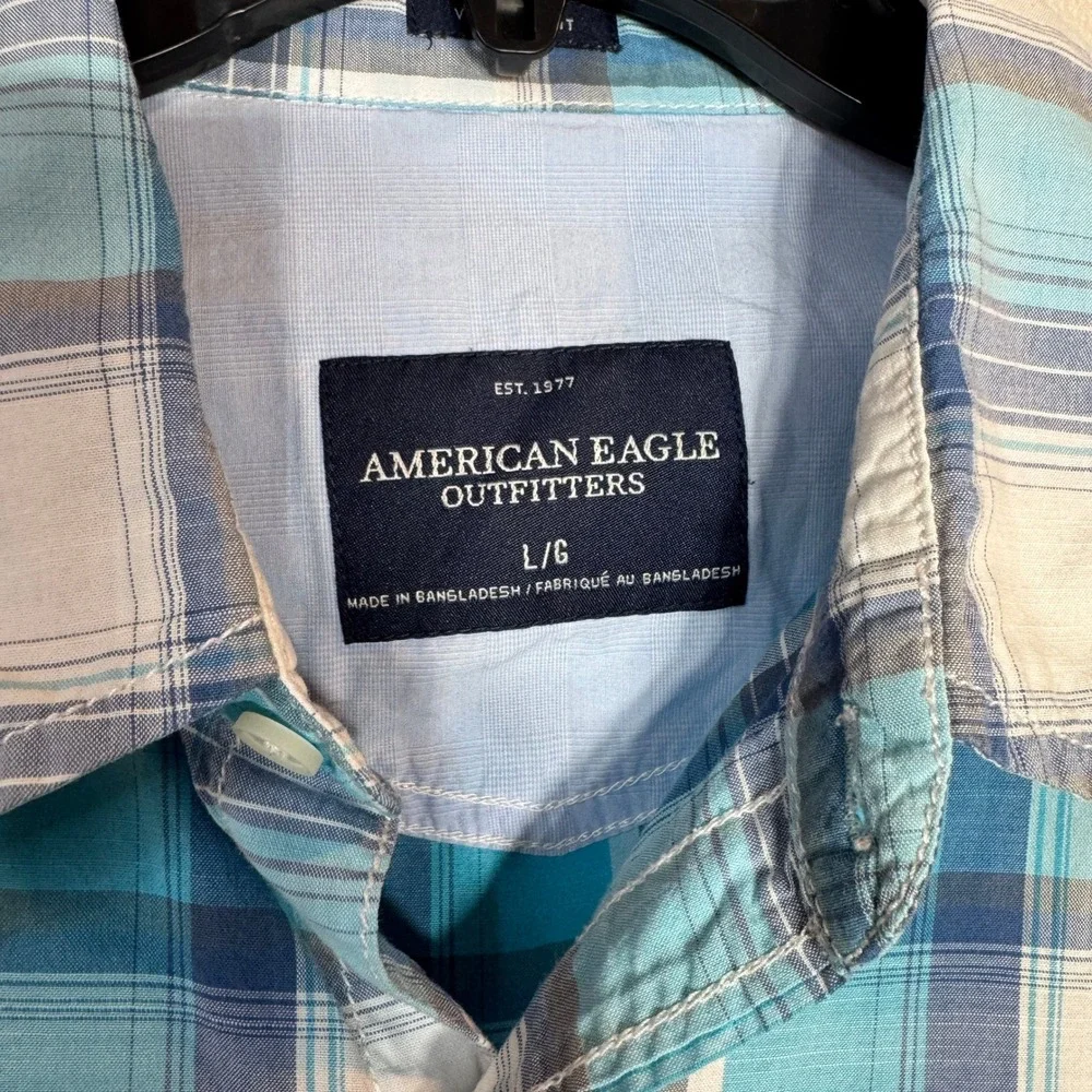 American Eagle Outfitters Long Sleeve Snap Button Shirt Mens L‎ Vintage Fit